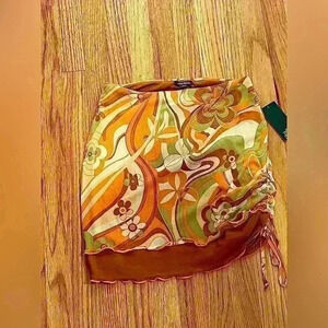 NWT Wild Fable 70’s hippie Skirt Orange Floral sz small